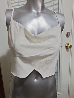 Ivory Cowl Neck Cropped Camisole Top